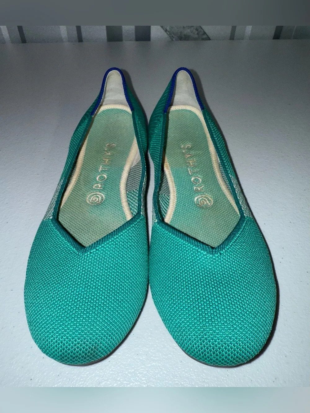 Rothy's Rothys Calypso Teal Round Toe Slip On Ballet Flats women's size 9